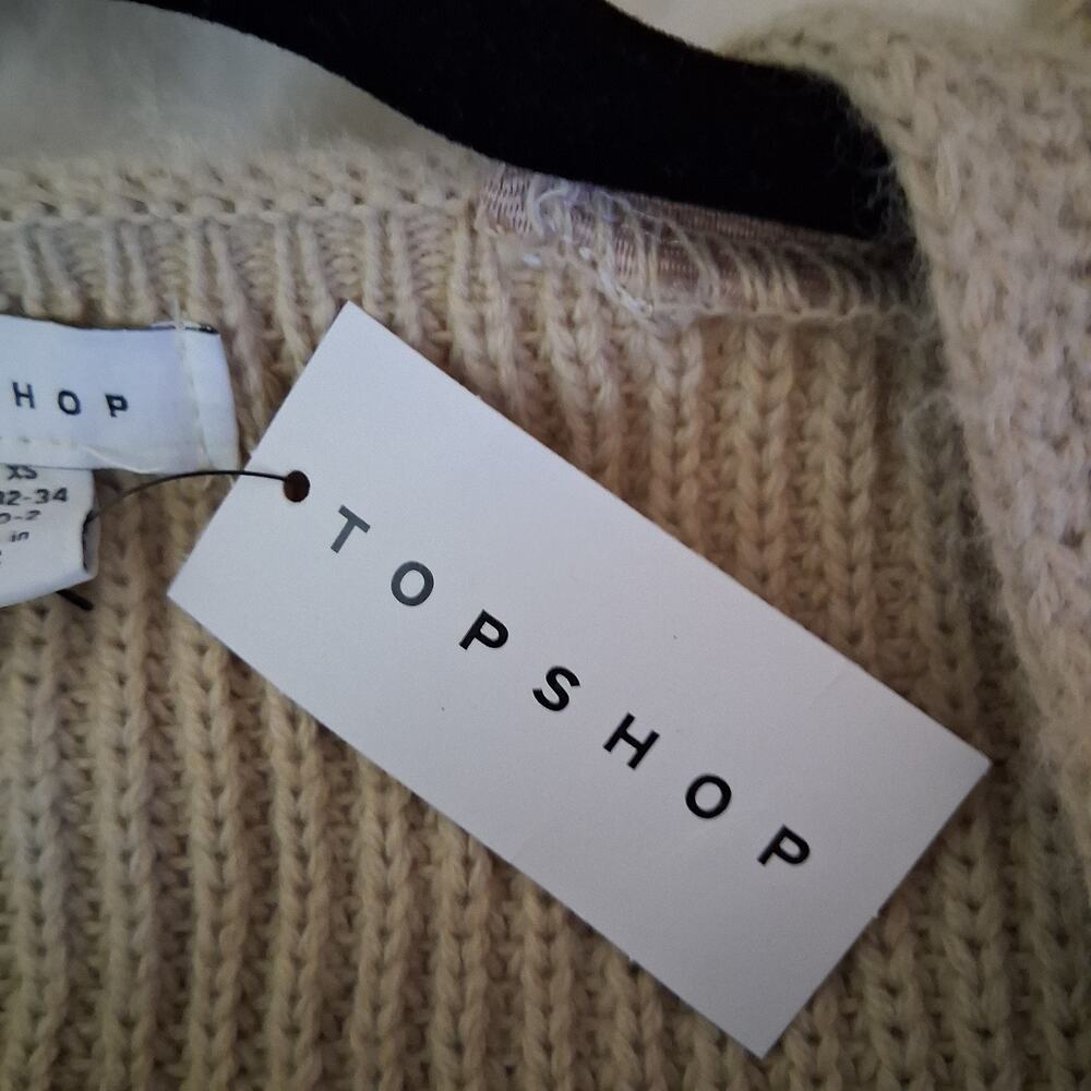 Top Shop Long Cardigan Brown Chunky Knit Sweater Cozy Winter Size 2 NWT - Picture 4 of 8